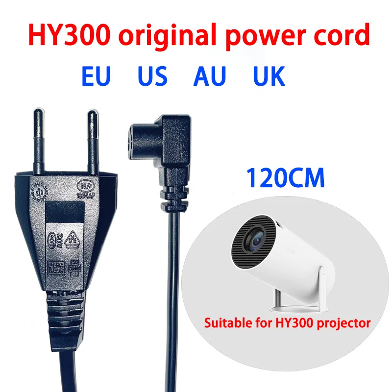 

HY300 Projector accessories Original power cord, AC cable, cable charging cable EU plug US plug AU Plug UK Plug