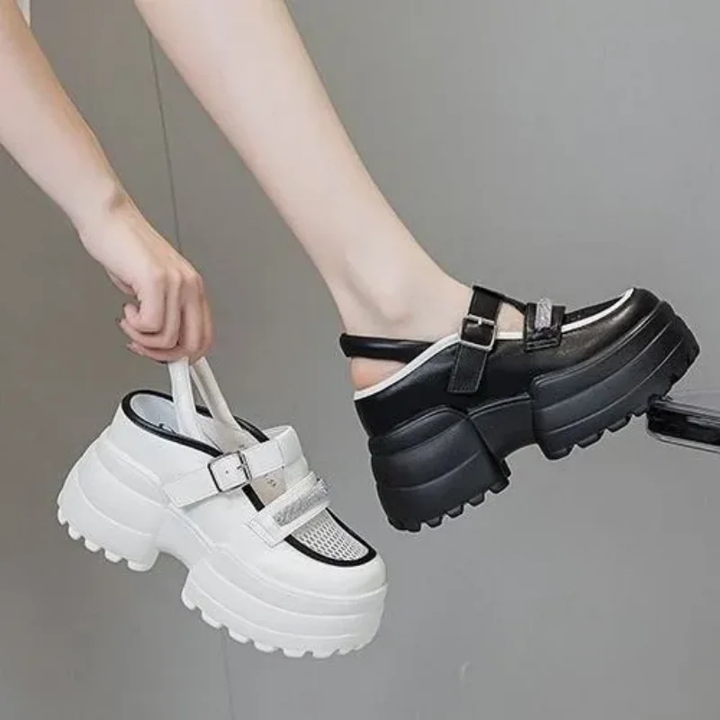 Platform Chunky Heel Goth Sandals for Women Girl Roman Buckle Strap Block Chunky Heel New Summer Open Toe Casual Sandalias Mujer