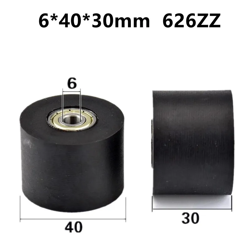 5pcs/20pcs Plastic coated bearing 6*40*30mm 626ZZ Bearing PU Soft Rubber Roller Guide Wheel Flat Pulley 6x40x30