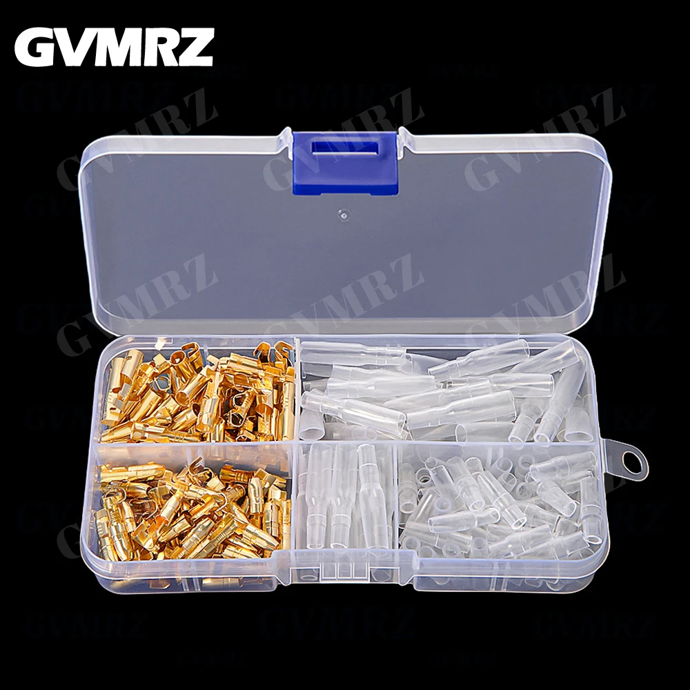 200PCS 4.0 bullet Crimp terminal car electrical wire connector diameter 4mm Female Male Cold press terminal protective sleeve