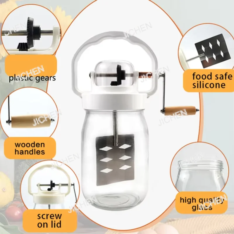 

Многофункциональный масляный отбойник, бытовой ручной отбойник для масла, кухонный гаджет для выпечки, кремовый отбойник, банка Mason 1,5 л