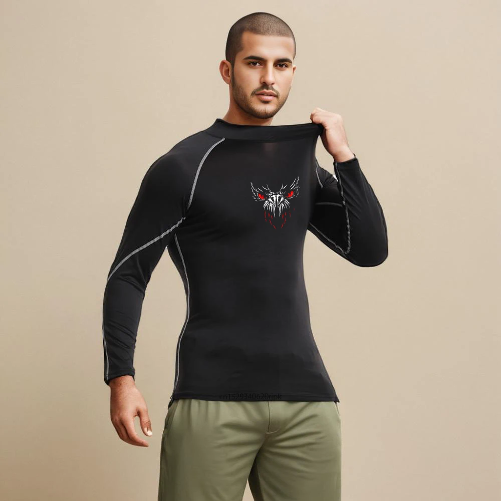 Camicia a compressione da uomo Maglietta da corsa Maglietta sportiva da palestra Maglietta intima traspirante ad asciugatura rapida a collo alto