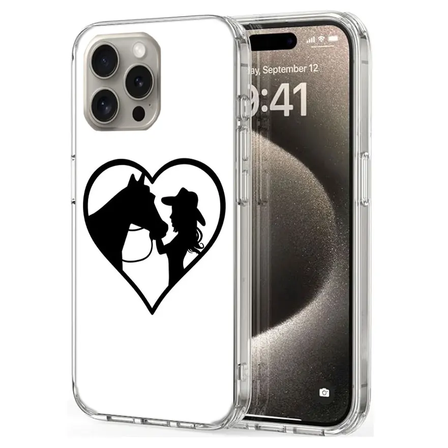 Black Shadow Horse Clear For Apple iPhone 16 15 Pro Max Cover 14 Plus 13 12 Mini 11 Pro XR XS Max Phone Case Silicone TPU Cute F