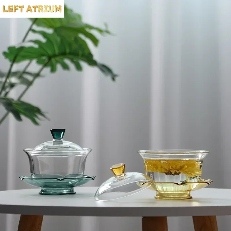 High-Temperature Resistance Anti-Scald Explosion-Proof Glass Gaiwan, Thickened Lotus Tea Ceremony Bowl Making Device, Borosilica