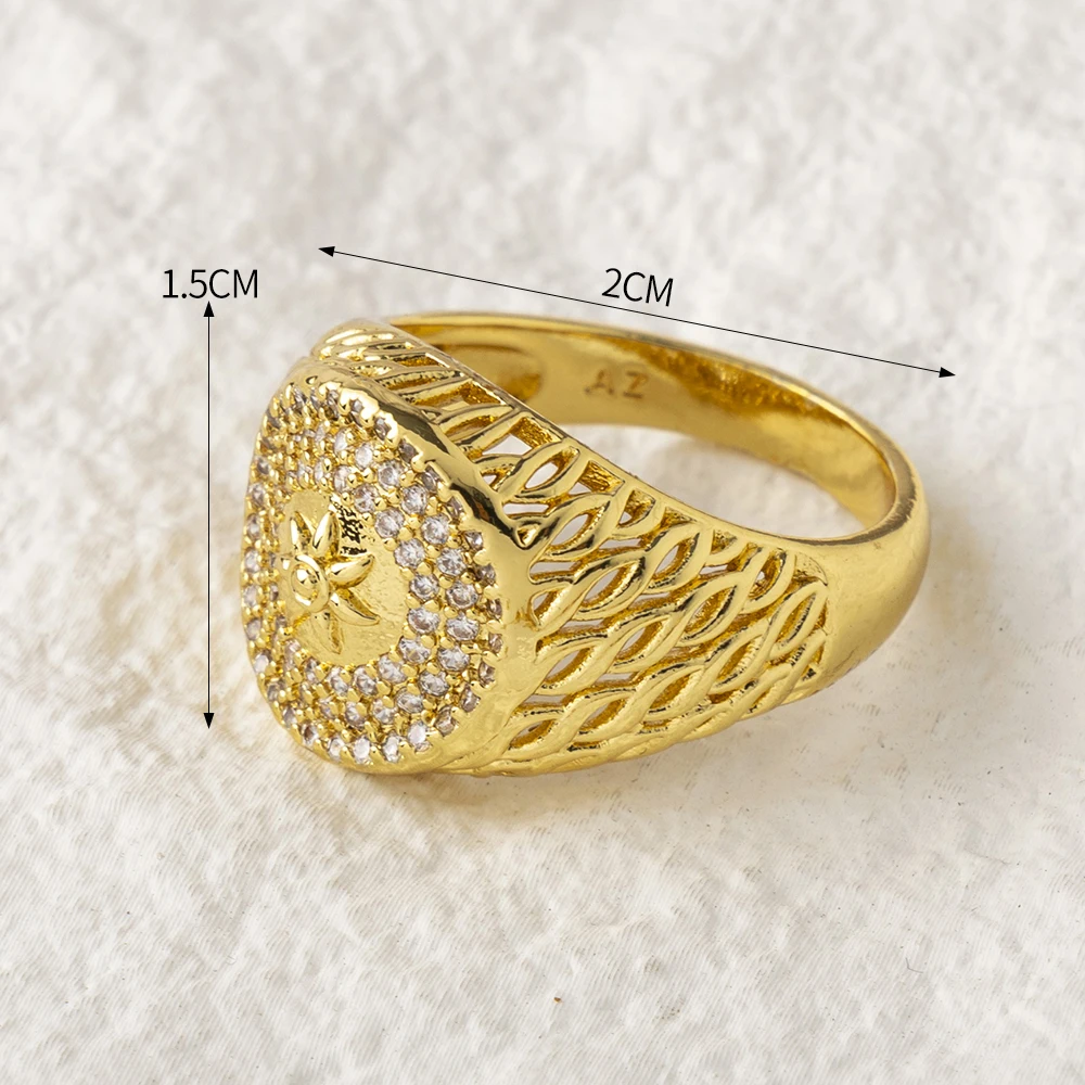 LUIZADA Vintage Türkische Fingerringe Frauen Runde Kristall Caesar Ring Gold Farbe Ethnische Hochzeit Schmuck Ring – Detail 16