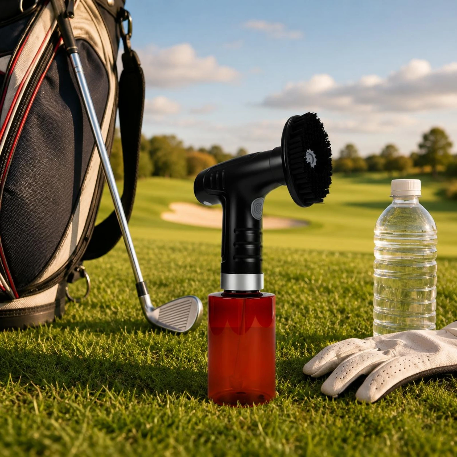 Water Spray Golf Brush Transparent Reservoir Golf Club Cleaning Brush Pistol Handle Bristled