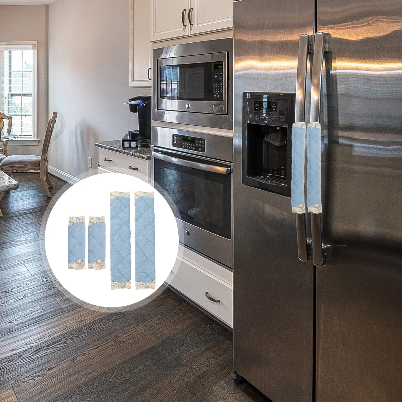 

4Pcs Refrigerator Handle Cover Premium Soft Decorative Pattern Appliance Knob Protector for Fridge Microwave Oven Dishwasher