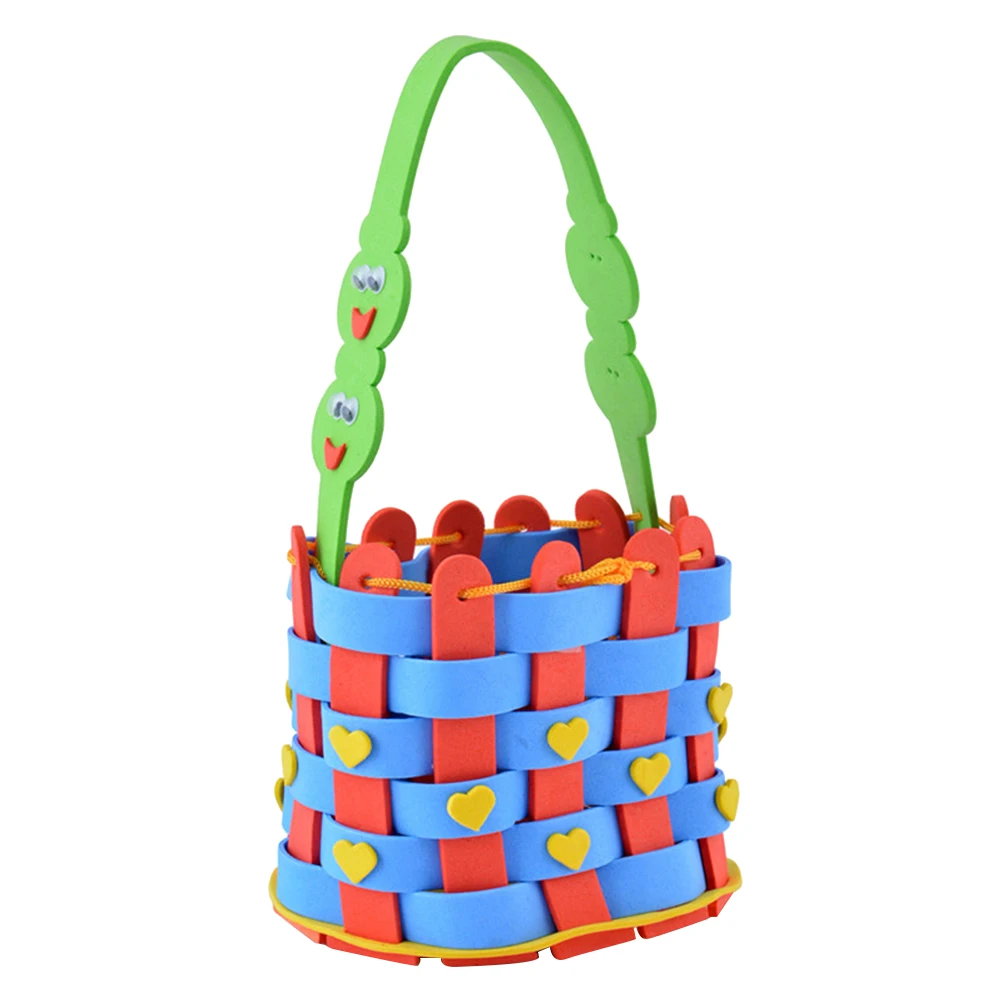 

4pcs Weaving Basket Material Kit Lightweight Kids Sewing Craft Parent Child EVA Flower Tote Bag for Preschool