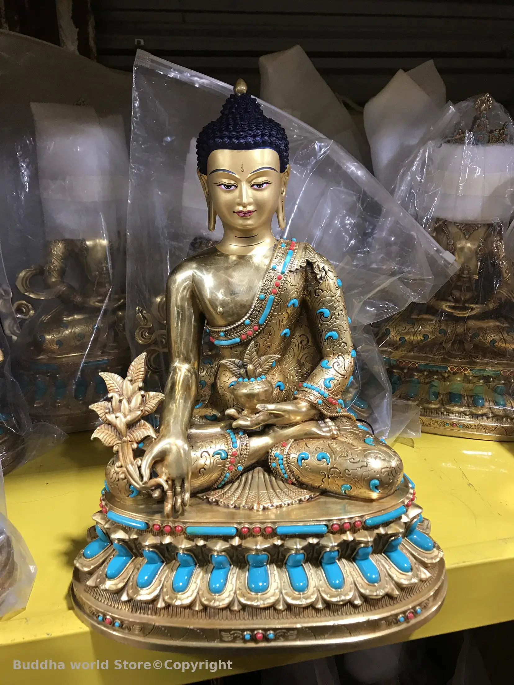 50% OFF high quality gemstone Buddha statue Amitabha the Medicine Buddha Buddhism family Temple monk Altar worship 30cm large