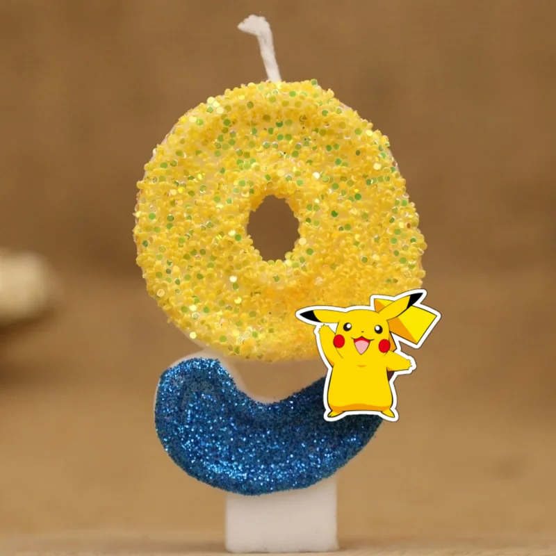 Pikachu Kaars Taart Anime Figuur Pikachu Nummer 0-9 Verjaardagstaart Kaars Kids Baby Douche Taart Topper Decoratie Benodigdheden