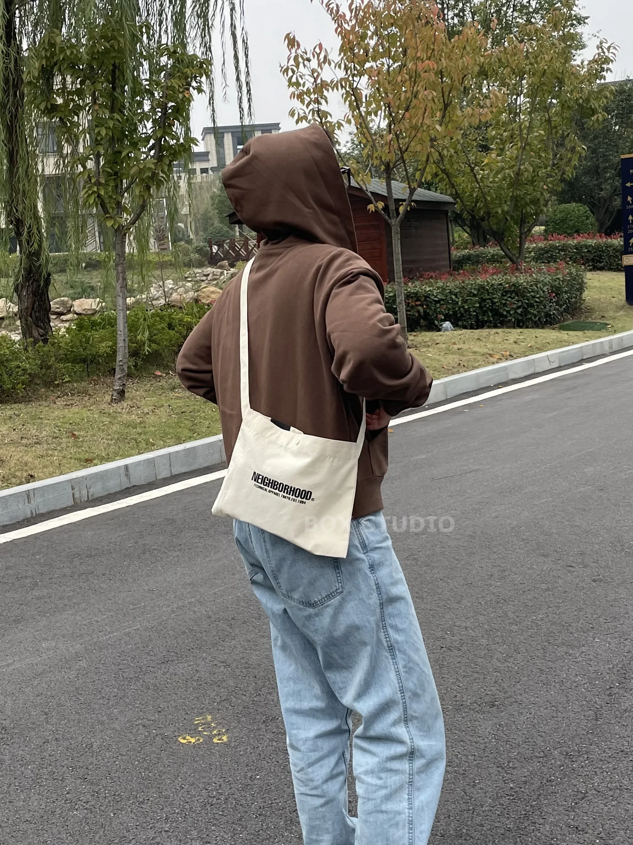 NBHD NEIGHBORHOOD Canvas Backpacks Men Women Four Seasons Crossbody Bag Tote Casual Letter Printed Simple Handbag Japan Tokyo