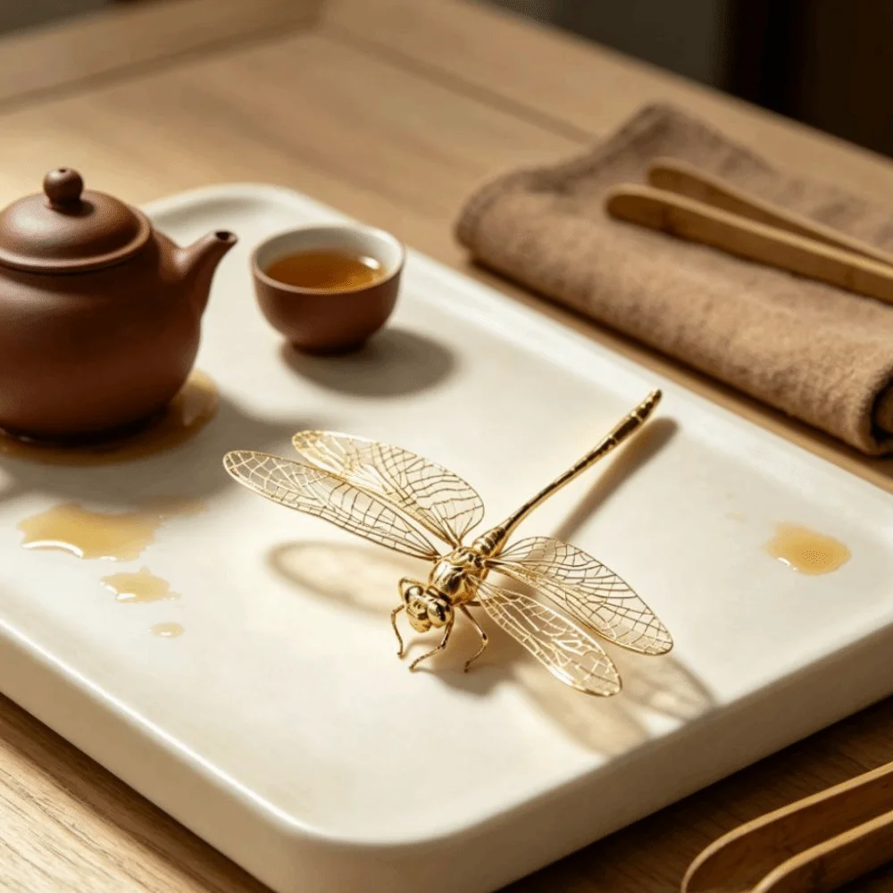 Simulation Insect Dragonfly Ornament Antique-Style Miniature Dragonfly Figure Alloy Handmade Dragonfly Tea Pet Home Decoration