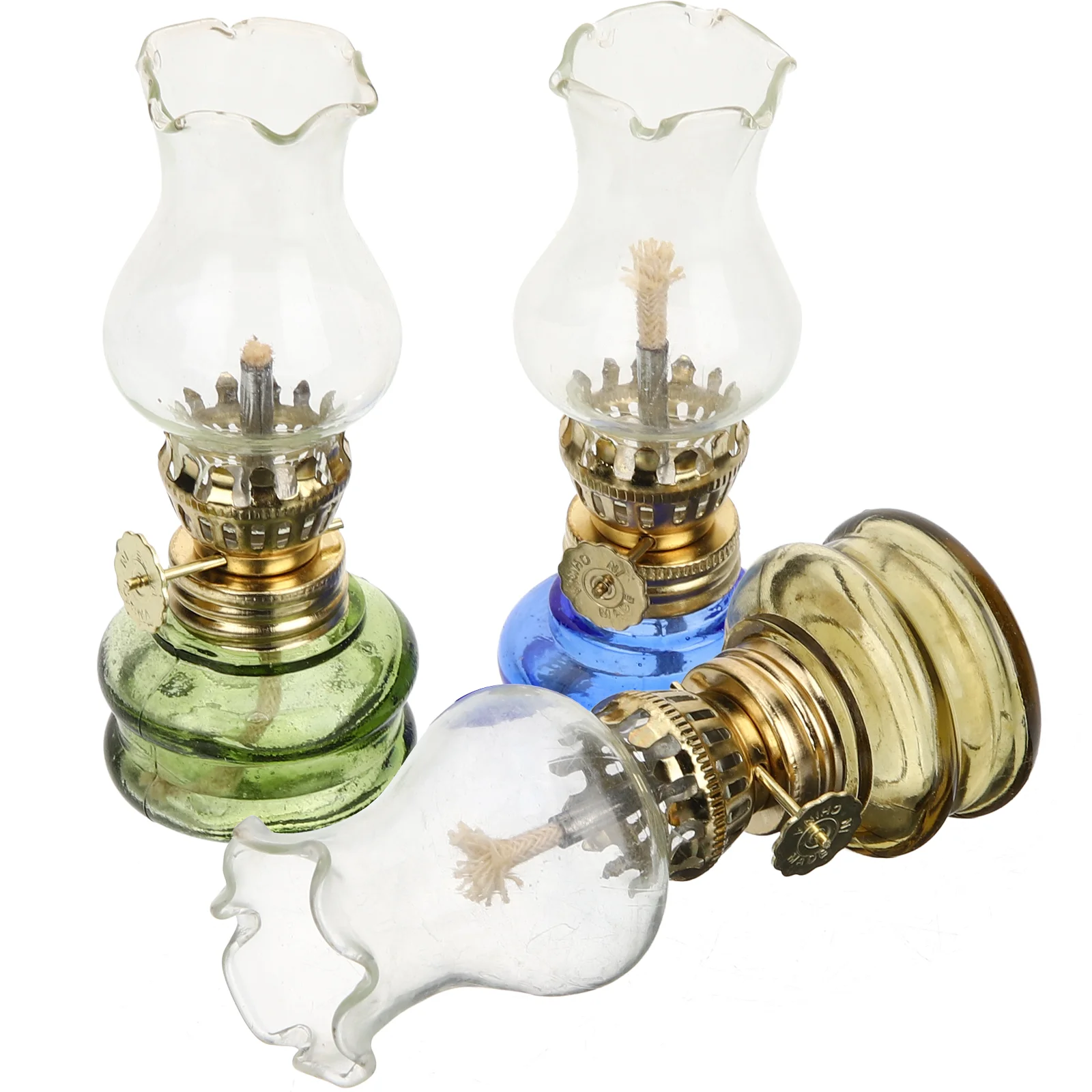 

3 Pcs Retro Decor Vintage Kerosene Lamp Hurricane Glass Indoor Oil 1050X350X350CM Lantern