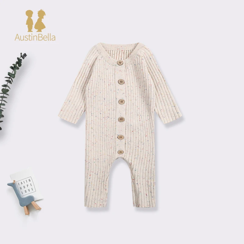 Austin&Bella Baby Knitted Jumpsuit Solid Cotton Long Sleeve Outfit Toddler Baby Boys Girl Romper Autumn Newborn Baby Clothes