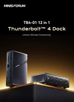 MINISFORUM T4B-01 12 in 1 Docking Station 2.5G RJ45 LAN Thunderbolt™ 4 Dock WiFi7 BT5.4 4K HD Laptop Dock Support Muti Displays