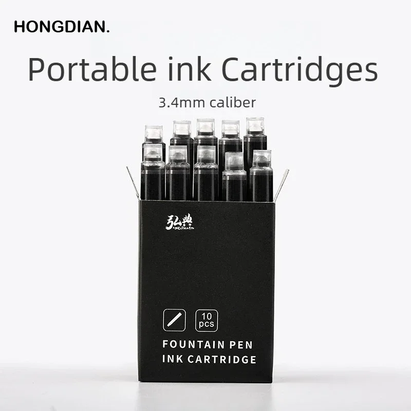 HONGDIAN 50/50 Pack Fountain Pen Ink Cartridges Non Carbon 3.4mm Portable Black Blue Colorful Refill Stationery School Supplies