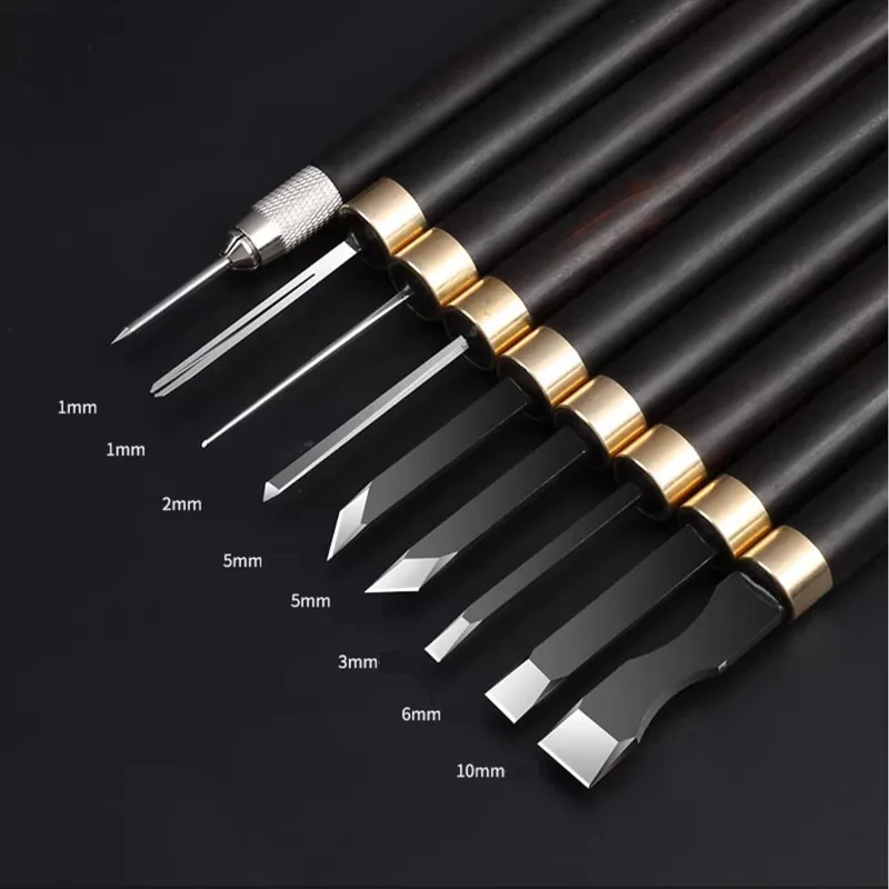 

Purple Sandalwood Handle Calabash Carving Tool Set - Traditional Carving Tools with Storage Bag for Precision Crafting