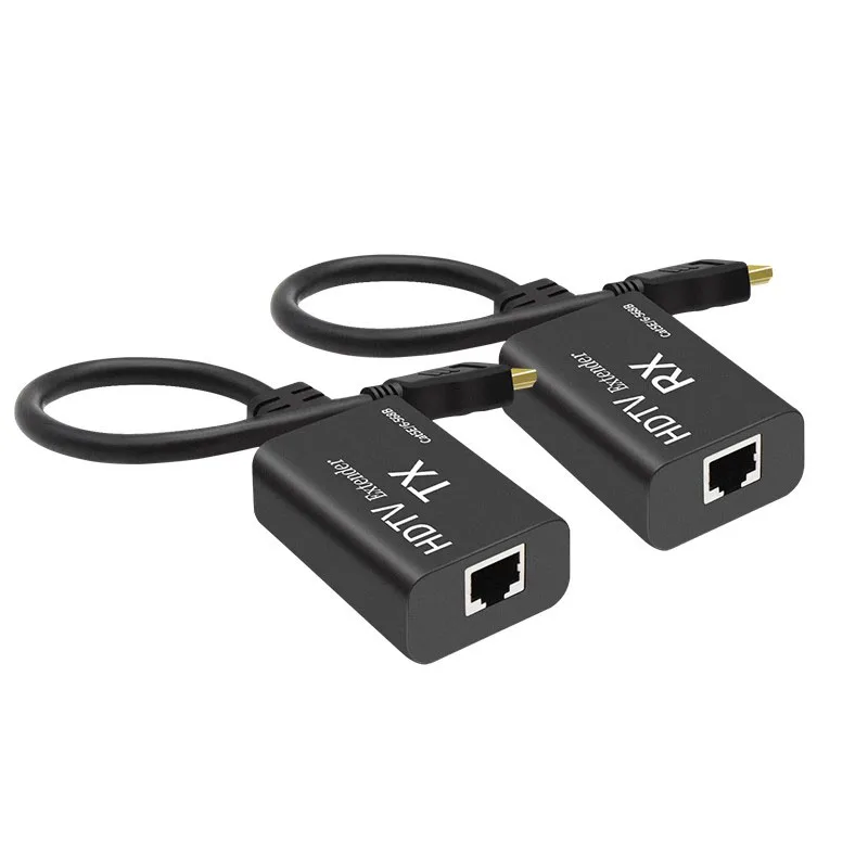 60M HDMI エクステンダー Cat5e Cat6 ケーブル HDMI から RJ45 イーサネットネットワークエクステンダー送信機および受信機キット POC 1 つの電源