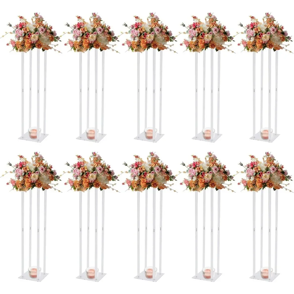 

Table Flower Stand, 10 PCS-31.5 "acrylic Vase, Wedding Table Decoration Bouquet Display Stand, Party Geometric Pillar Stand