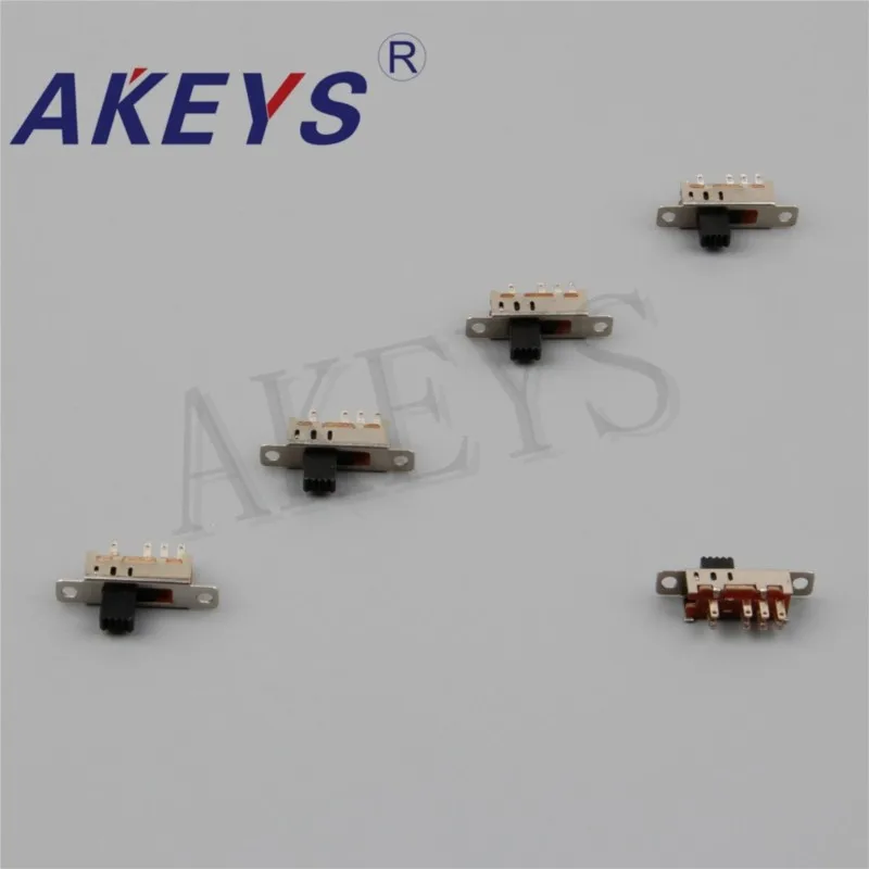 10PCS SS-23E04 2P3T Double pole three throw 3 position slide switch 8 solder lug pin DIP type without fixed pin