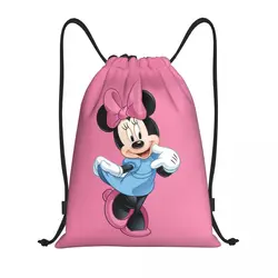 Custom Cartoon Mickey Mouse Minnie Drawstring Bag Women Men Foldable Gym Sports Sackpack Disney Training Storage Backpacks