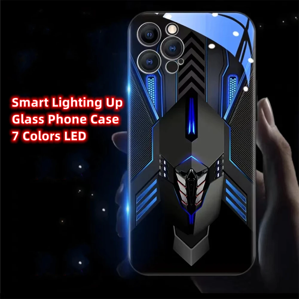 

Azure Warship Pattern Voice Sensing LED Light Up Glowing Luminous Phone Case For Samsung S26 S25 S24 S23 S22 S21 S20 Plus Ultra
