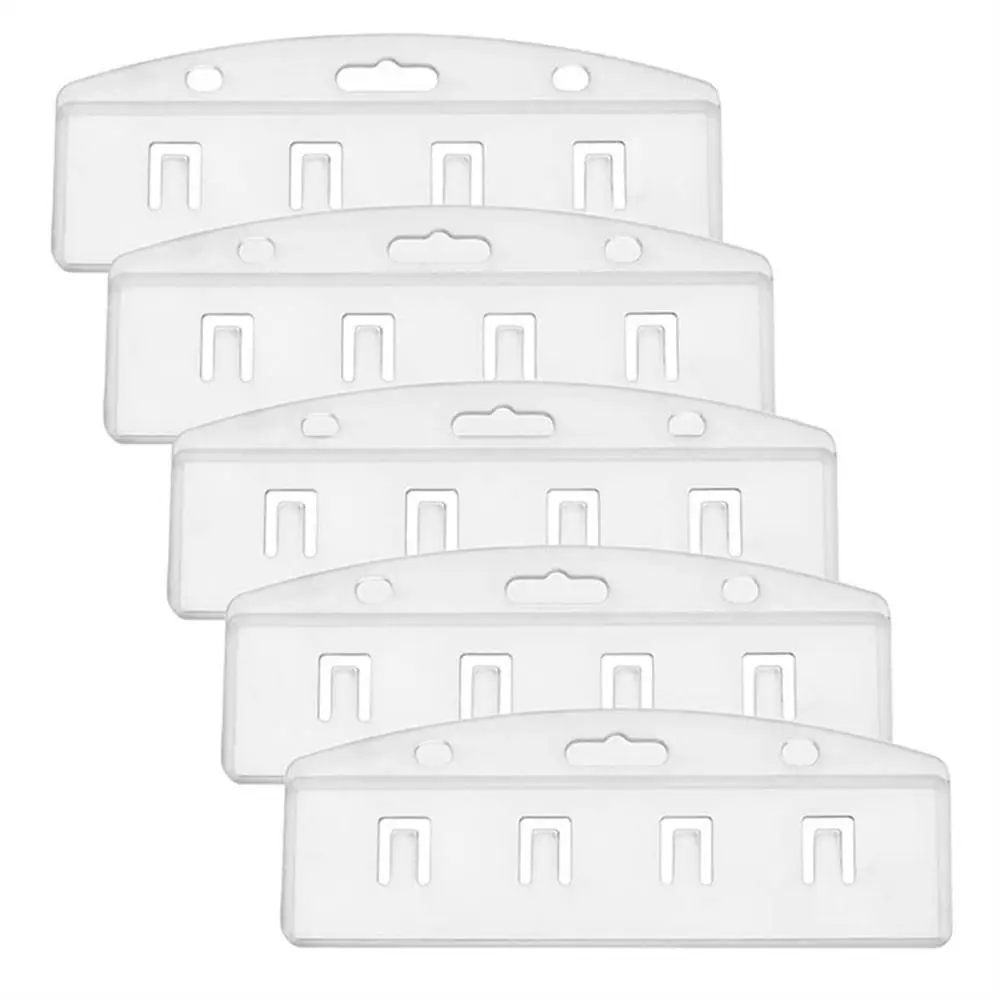 

Horizontal Half Card Holder Easy Pull Buckle Credit Card Retractable Badge Reel Card Protector Transparent Name Card Cover