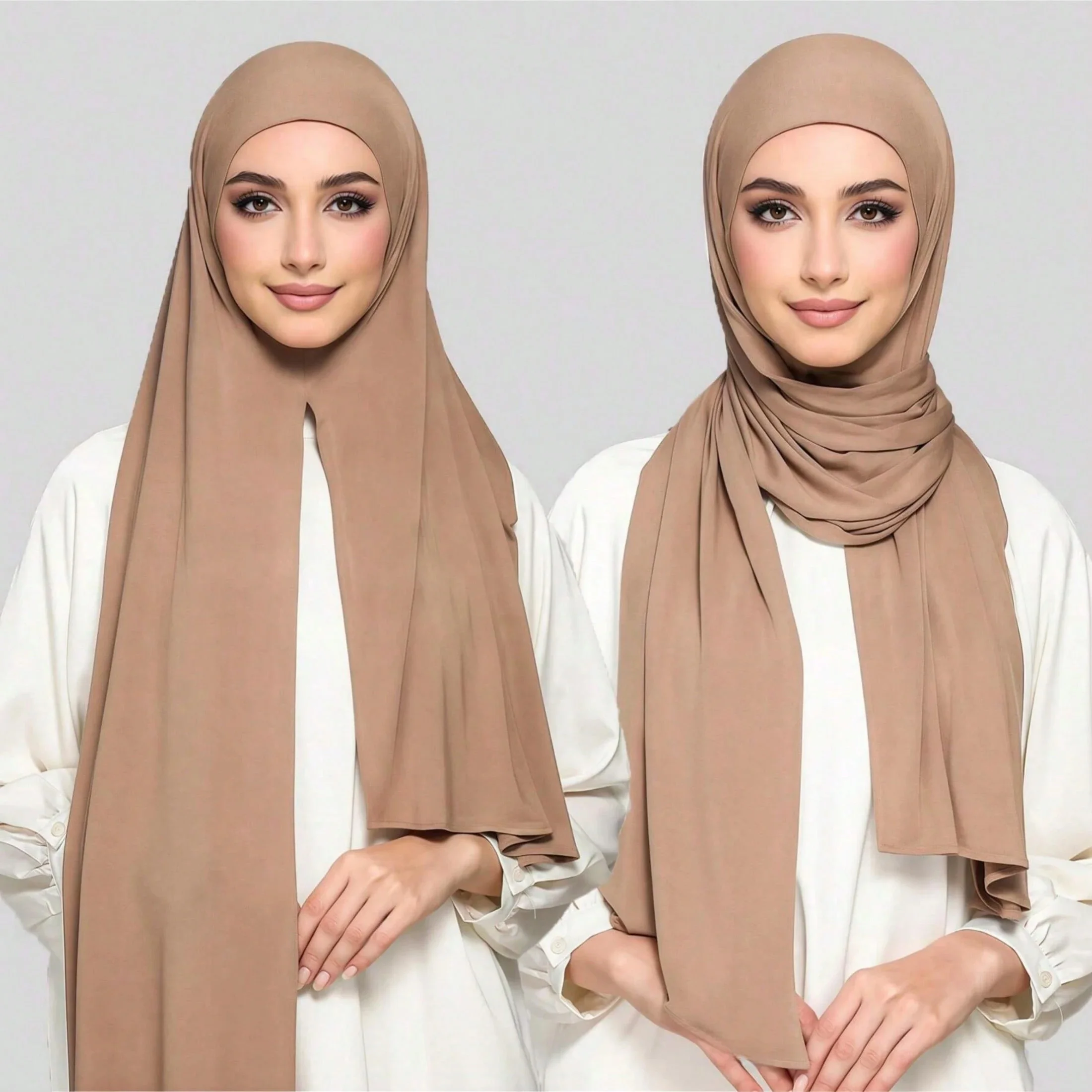 

Ramadan Large Size Muslim Jersey Modal Instant Hijab Scarf for Women Solid Elegant Headscarf Soft Shawl Wrap Female Pray Turban