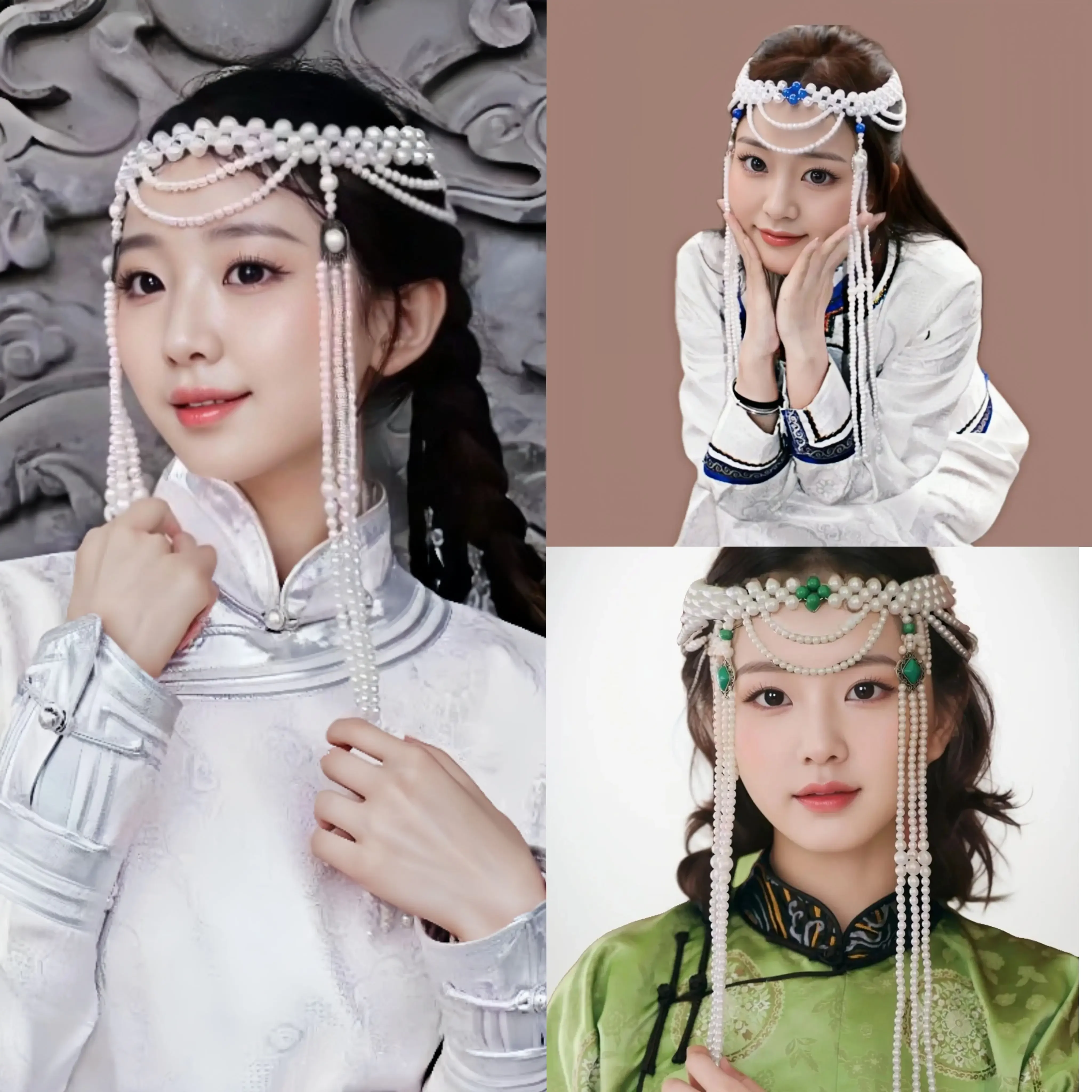 headgear women beaded long fringed hair accessories bride live streaming host travel photography one-piece set without earrings