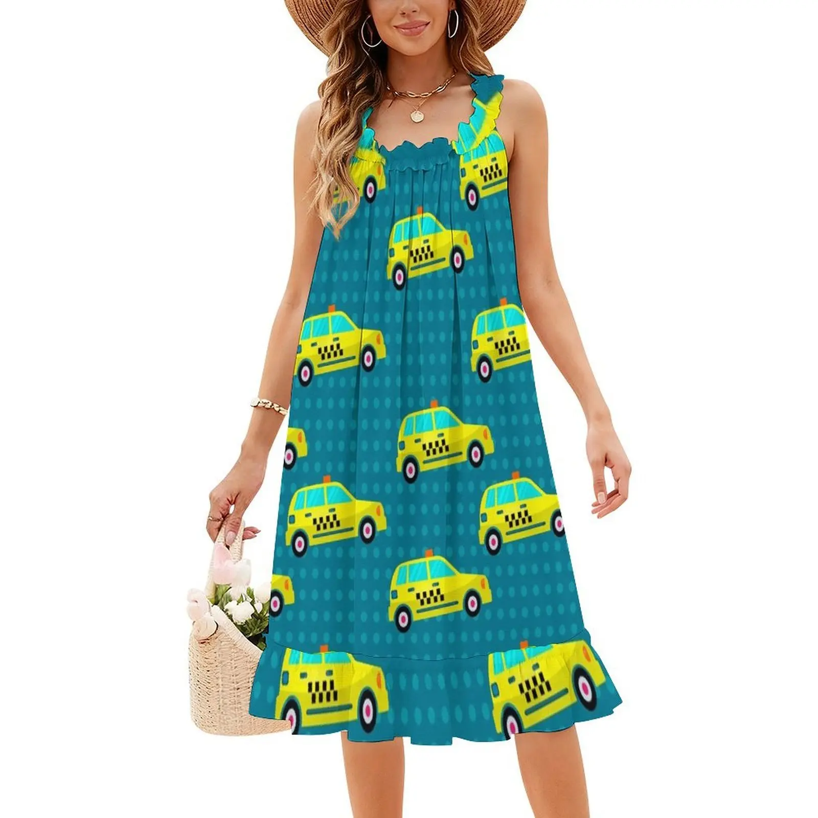 سيارة أجرة سلس نمط بوهو شيك فستان أنيق موضة شاطئ حفل زفاف ثوب السيارات السيارات خلفية خلفية الصبي