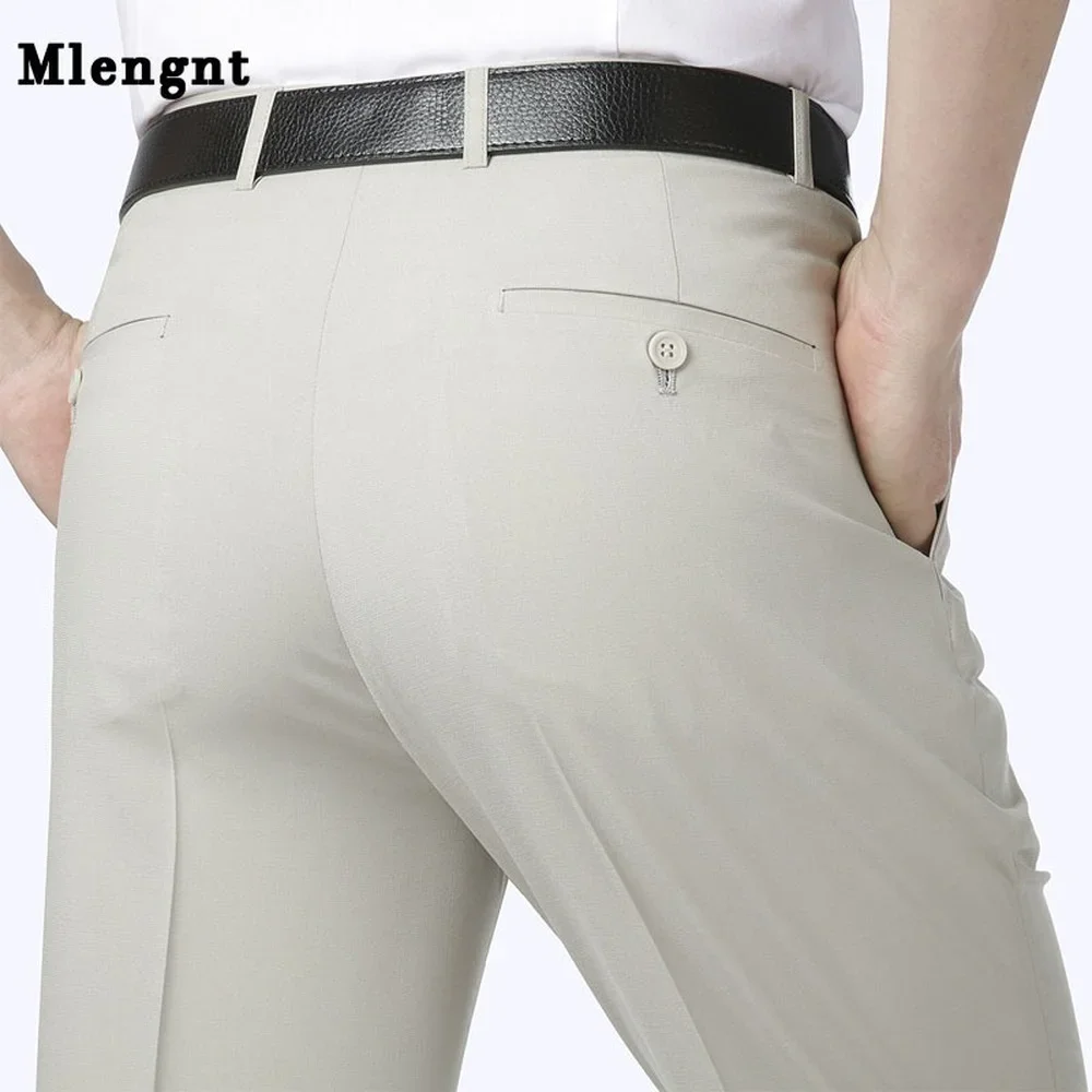 Summer 2021 Wrinkle-Resistant Stretch Suit Pants Baggy Mens Dress Business Casual Pants Office Formal Trousers Big Size 29-44