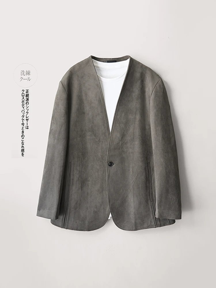 

Мужской повседневный пиджак Ele в стиле легкого люкса, модный, высококачественный, на одной пуговице, открытый кардиган, мужская мода