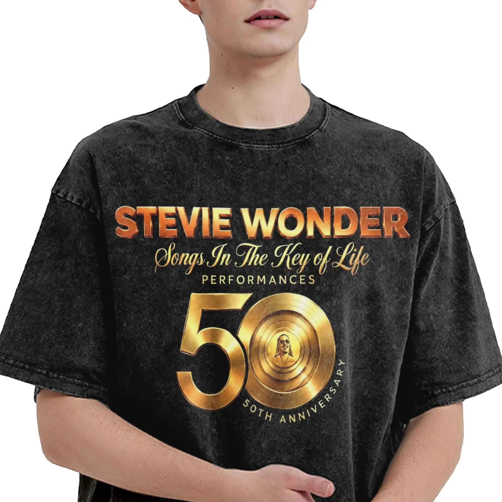 2026 Summer Stevie Wonder Songs in The Key of Life 50th Anniversary Tour  Washed T Shirts Merch Oversize T-Shirt