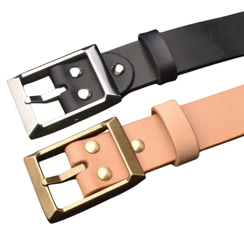 5.0mm Thick Horween Leather Work Belt for Men – Brass Buckle, Full Grain Leather, Heavy Duty 38mm Width
