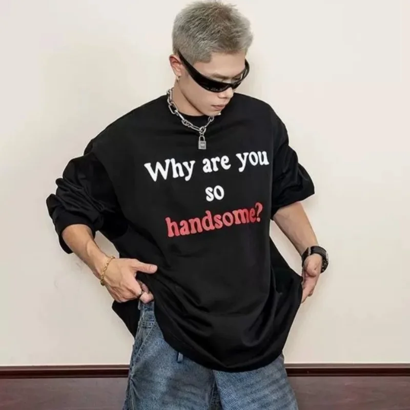 تي شيرت ZAZOMDE Urban Fashion للرجال بأكمام طويلة مطبوع عليه حروف بسيطة من القطن، ناعم ومسامي، ملابس شارع كلاسيكية مريحة قابلة للتمدد