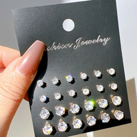 12 Pair/Lot White Shiny Wedding Stud Earrings Set For Women Men Crystal Jewelry Accessories Oorbellen Jewelry Earrings