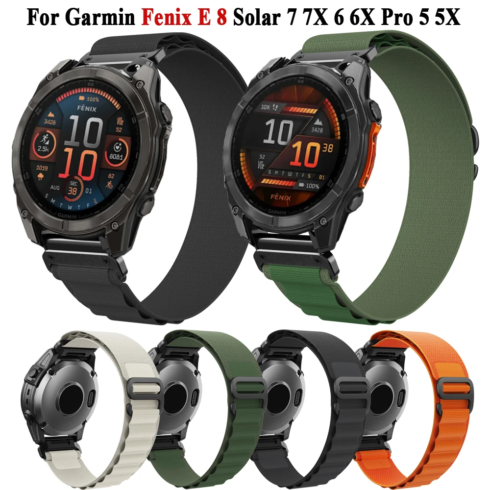 

Ремешок для смарт-часов Fenix 8 E QuickFit, спортивный нейлоновый браслет для Garmin Fenix 5 5X Plus 6 6X Quatix 7X 7 Pro /MARQ, 22 мм 26 мм