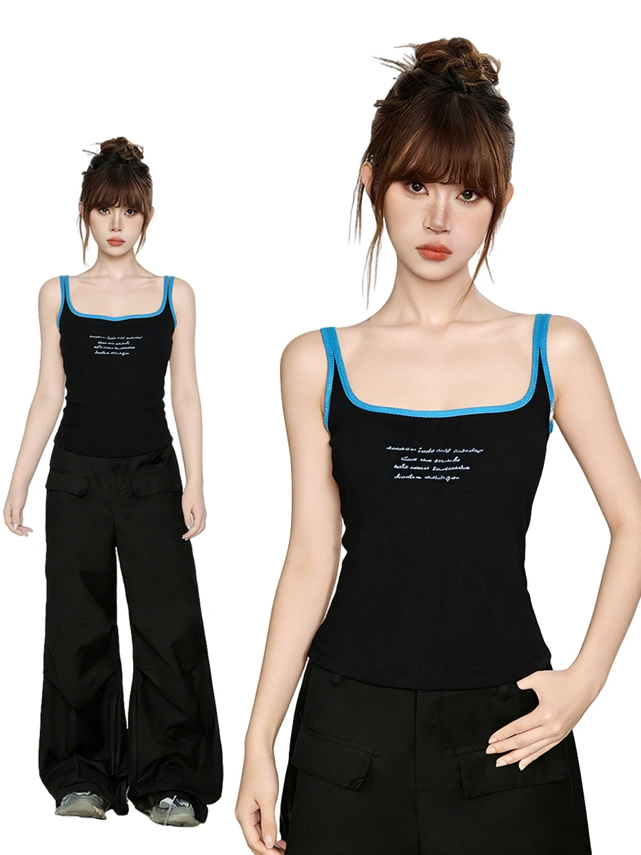 American Style Integrated Strapless Bra Women's Summer Print Color Block Spicy Girl Outerwear Top with Chest Pad Short Sleeve...