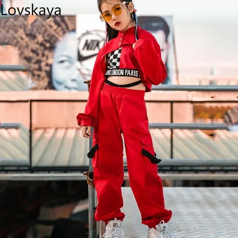 

Одежда для джазовых танцев, детская одежда в стиле хип-хоп, современная уличная танцевальная одежда для выступлений, комплект из 3 предметов для девочек