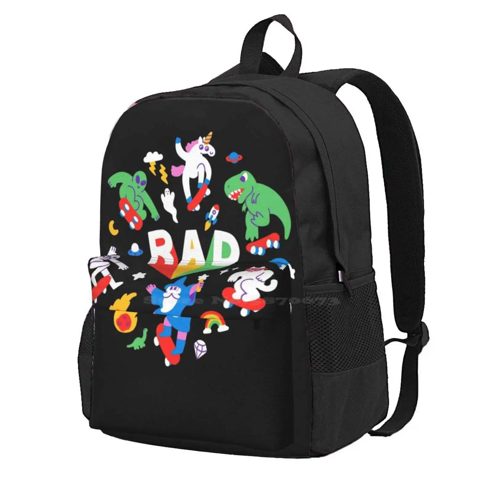 Sac à Dos d'École à la Mode pour Rad Pals, Cartable Amusant et Mignon, à la Mode, à Motif de Nairobi, Orn, T Rex, Modules, Squelette, Crâne, Magicien, Obinsun, Chat, Skateboard Arc-en-ciel, Offre Spéciale