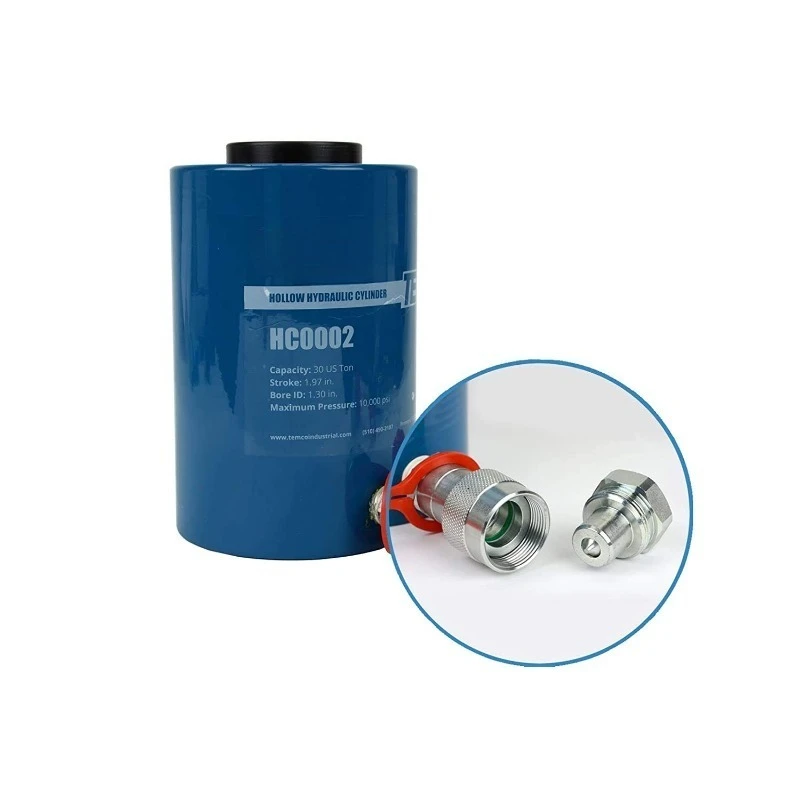 HC0002 - Hollow Hydraulic Cylinder Ram 30 TON 2 Inch Stroke (Optional Tonnages Availiable)