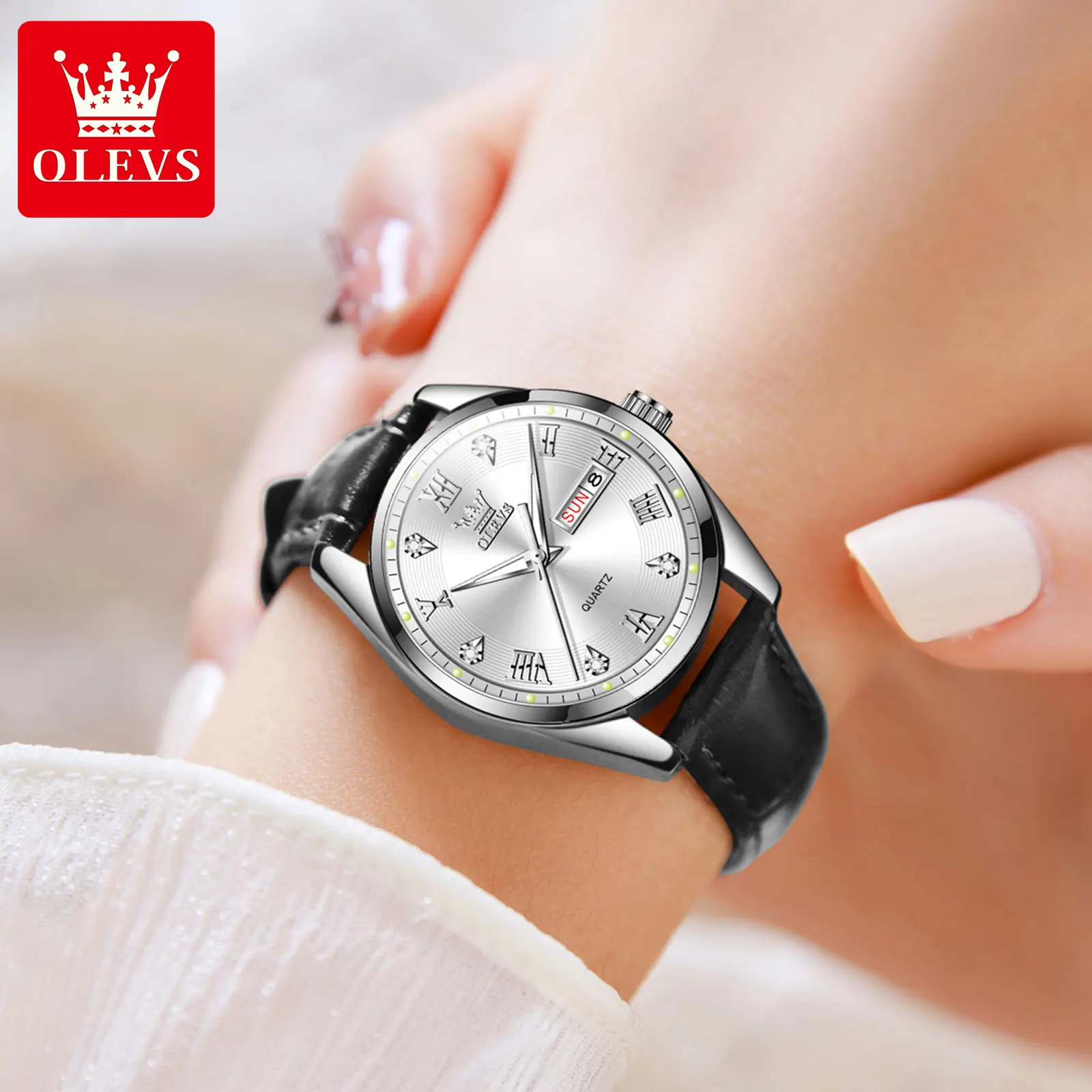 OLEVS New Original Casual Business Women Watch Best Selling Fashion Leather Ladies Watch Waterproof Luminous Women Wrist Watches