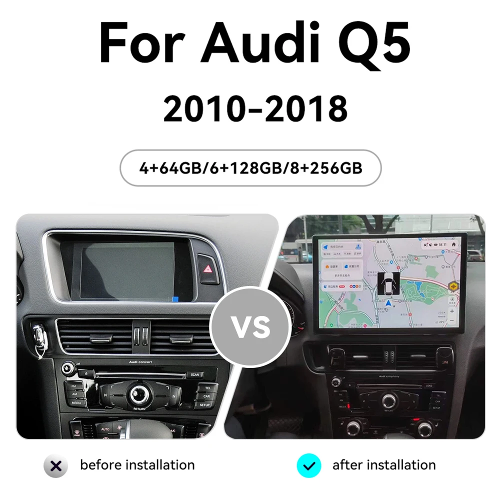 For Audi Q5 A5 A4 B8 S4 2010 - 2018 Android Car Radio 2 Din Autoradio Stereo Receiver GPS Navigation Multimedia Player GPS Navi