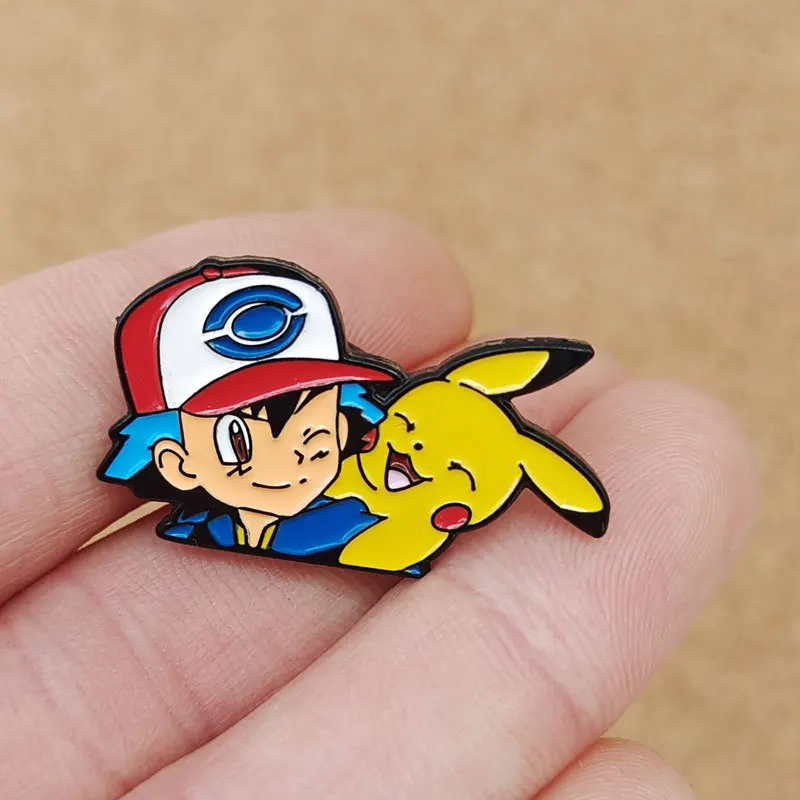 Pokemon Enamel Pins Anime Gmae Figure Ash Ketchum Pikachu Gengar Metal Brooch Badge Backpack Pin Jewelry Accessories for Friends