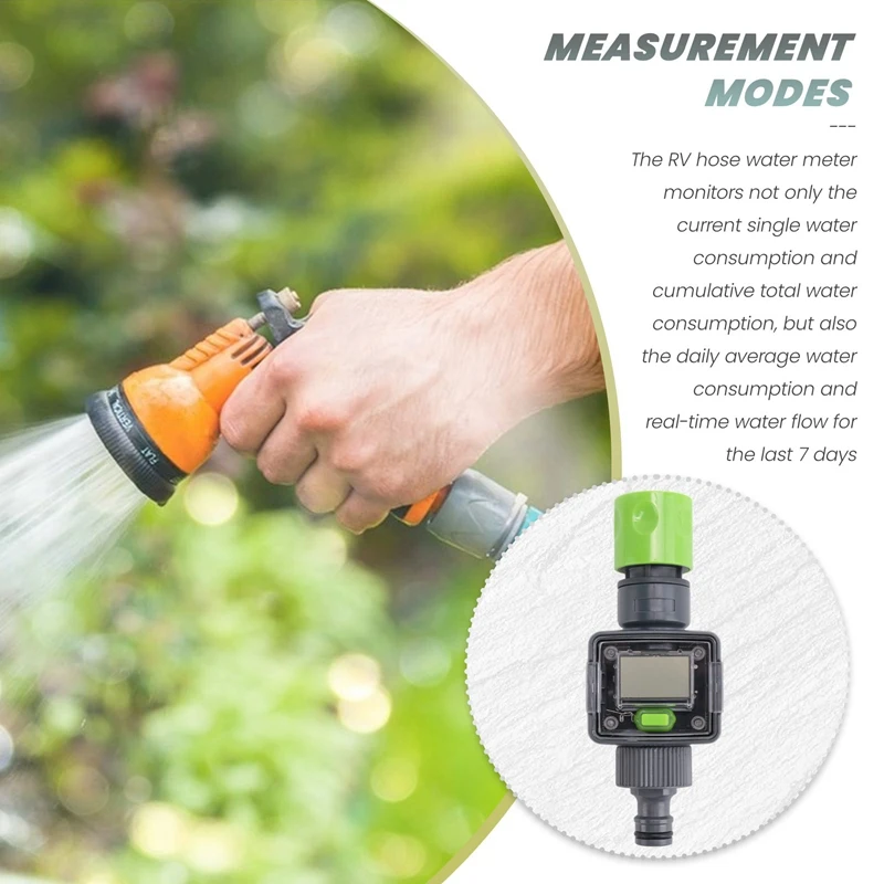 Abgr-medidor de fluxo de água digital ipx6 mangueira de jardim ao ar livre calcular consumo taxa de fluxo de água 3/4 Polegada conectores de rosca