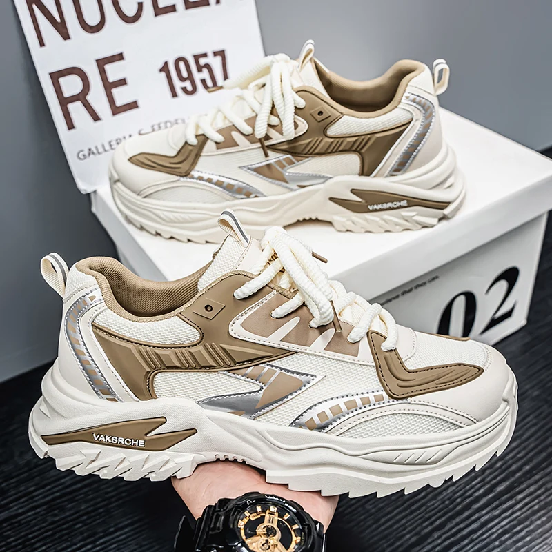 أحذية الأب العصرية للرجال لربيع وخريف 2025 - أحذية رياضية عصرية بنعل سميك قابلة للتنفس، أنيقة ومتعددة الاستخدامات #1