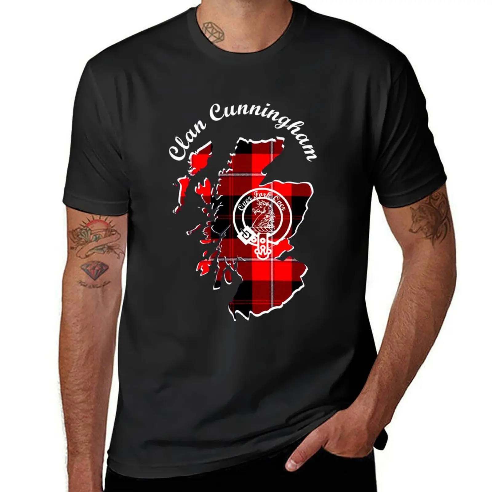 Clan Cunningham Scotland Map Crest T-shirt tees customs design your own Short sleeve tee T-shirt men