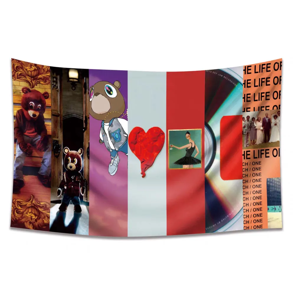 Kanyes West Rock Rapper Hang Cloth Tapestry Banners And Flags For Bar Or Room Wall Decoration