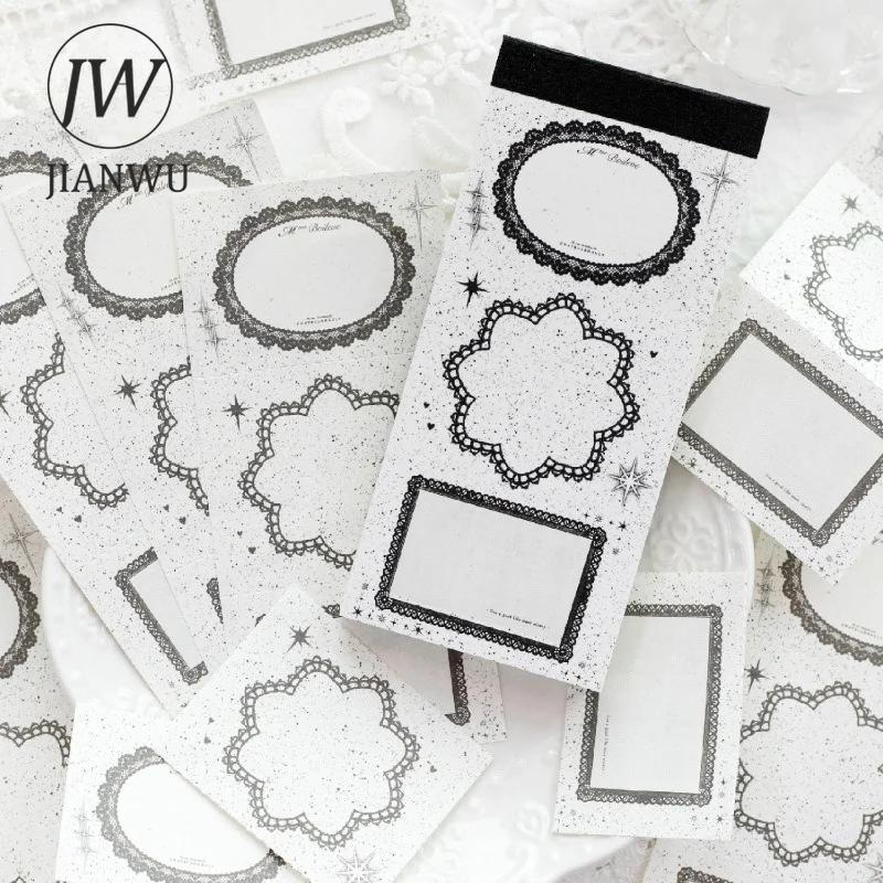 JIANWU Vintage Lace Border Label Landscape Material Collage Scrapbooking Memo Pad Creative DIY Junk Journal Stationery