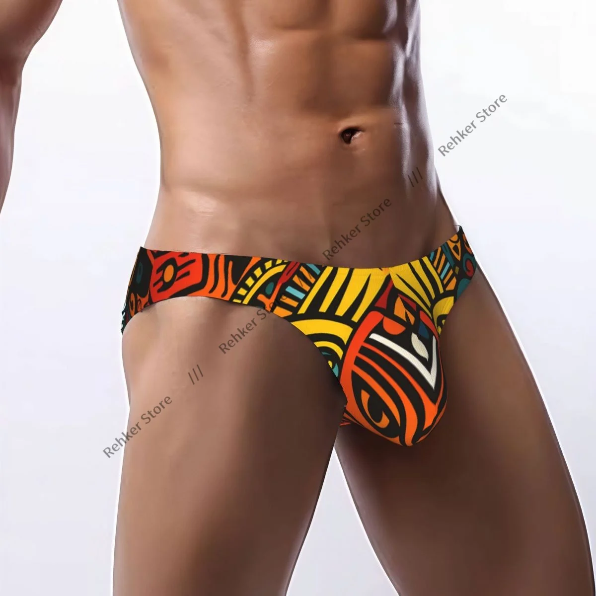 Sexy Man's Underwear Briefs African Tribal Ethnic Mask Pattern Men Underpants
